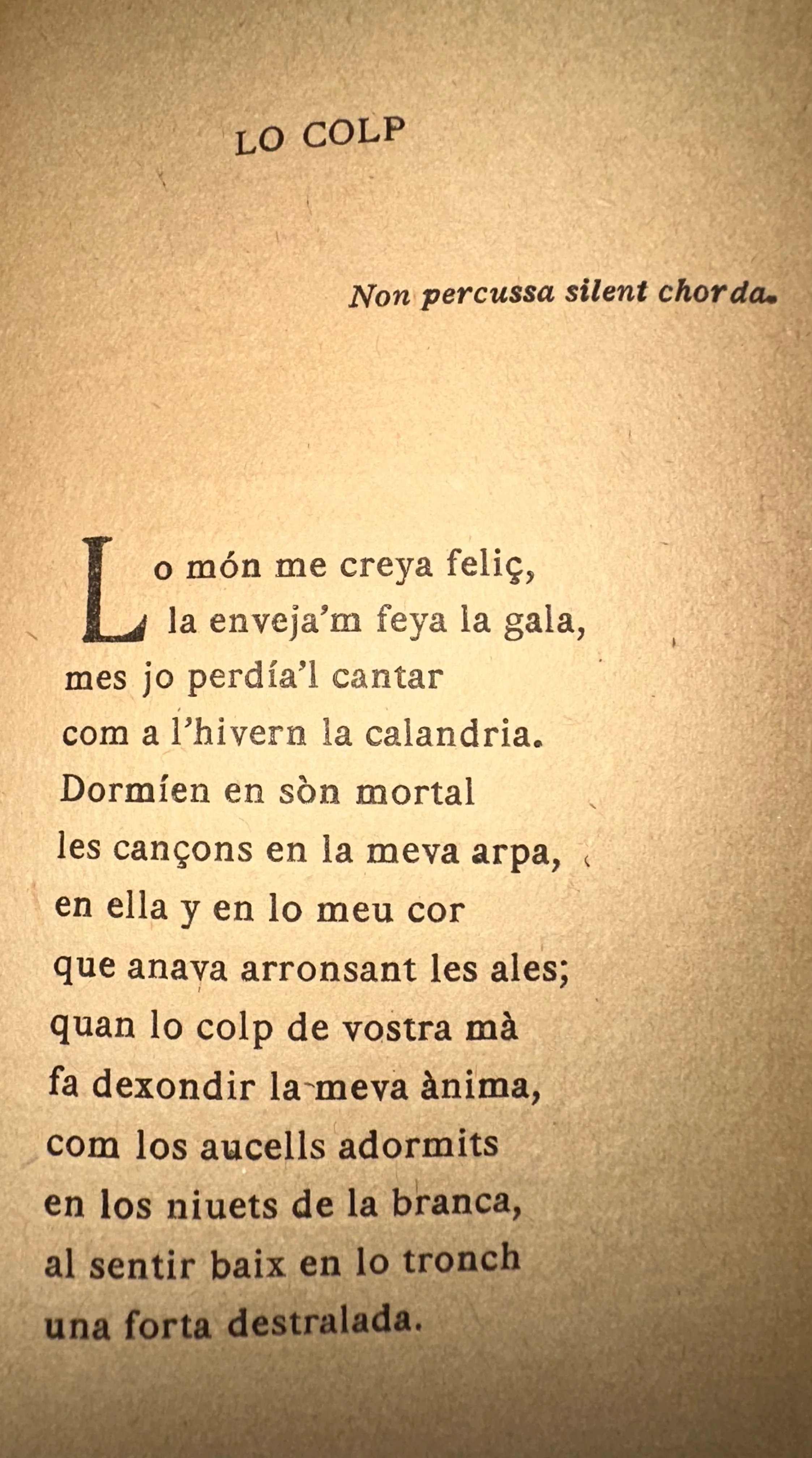 Facsímil del poema original de Jacint Verdaguer